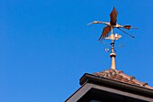 France, Haut Rhin, Route des Vins d'Alsace, Eguisheim labelled Les Plus Beaux Villages de France (One of the Most Beautiful Villages of France), weather vane representing a stork