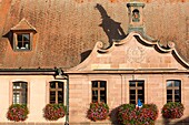 France, Haut Rhin, Alsace Wine Route, Bergheim, the facade of the town hall dating from 1767