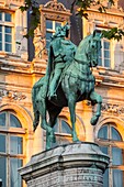 France, Paris, the statue of Etienne Marcel in front of the Hotel de Ville