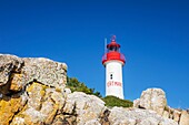 Frankreich, Finistere, Nevez, Port Manec'h, Der Leuchtturm des Hafens von Manec'h