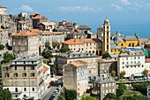 France, Haute Corse, Cervione, general view of the village with Saint Erasmus Cathedral