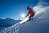 France, Haute Savoie, Massif of the Mont Blanc, the Contamines Montjoie, the off piste skiing in quoted by the ski slopes