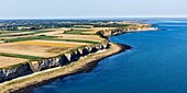 Frankreich, Calvados, Englesqueville la Percee, Pointe und Raz de la Percee (Luftaufnahme)
