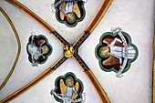 France, Bas Rhin, Strasbourg, old town listed as World Heritage by UNESCO, Saint Pierre le Jeune protestant church, the cloister dated 14th century, painted ceiling