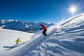 France, Haute Savoie, Massif of the Mont Blanc, the Contamines Montjoie, the off piste skiing in quoted by the ski slopes