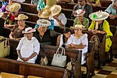 France, French Polynesia, Society Islands, Windward Islands, Tahiti, Papeete, ceremony at Paofai Temple Siloama (or Tiroama)