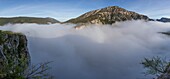 France, Var, Verdon Regional Nature Park, on the D71 the sublime cornice and a sea of cloud