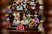 France, French Polynesia, Society Islands, Windward Islands, Tahiti, Papeete, ceremony at Paofai Temple Siloama (or Tiroama)