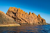 France, Corse du Sud, Porto, Gulf of Porto listed as World Heritage by UNESCO, the tormented cliffs with ocher shades of the nature reserve of Scandola