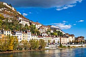 France, Isere, Grenoble, banks of Isere river, Saint Laurent district dominated by the Dauphinois Museum