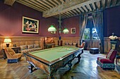 France, Indre et Loire, Loire valley listed as World Heritage by UNESCO, castle of Azay le Rideau, the billiards room