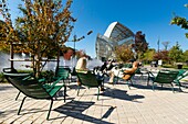 France, Paris, Bois de Boulogne, Fondation Louis Vuitton by Frank Gehry from the Jardin d'Aclimatation