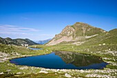 France, Alpes Maritimes, Mercantour National Park, Haute Vésubie, the Madone of Fenestre Valley, the lakes of Prals (2280m)