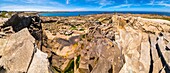 France, Cotes d'Armor, Pink Granite Coast, Pleumeur Bodou, Grande Island, panoramic view