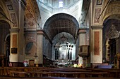 France, Corse du Sud, Ajaccio, interior of the Cathedral Notre Dame de l'Assomption, the main nave