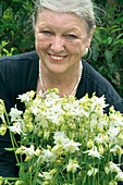 Woman holding columbine