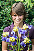 Woman holding iris