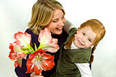 Woman holding Hippeastrum