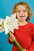 Girl holding Hippeastrum