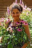 Woman holding Echinacea