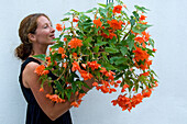 Woman holding Begonia