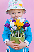 Girl holding crocus