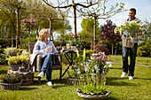 Couple enjoying the garden