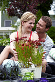 Couple enjoying the garden