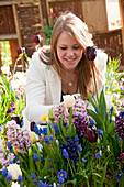 Woman in spring garden