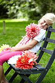 Girl with dahlias