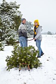 Pärchen mit Weihnachtsbaum