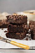 Flourless brownies made with banana, cocoa and peanut butter