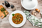 Hearty pea stew with carrots and potatoes