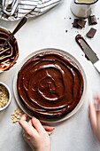 Glazing banana, oat flour chocolate cake