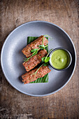 Seekh kabab with mint chutney