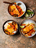 Indonesian woku belanga with fish and pandan leaves