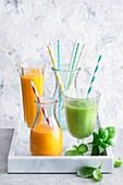 Orange smoothies, basil smoothie