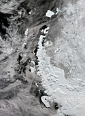 Antarctic peninsula landscape, satellite image