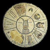 Mosaic floor with mythological Muses.