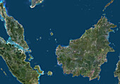 Malaysia and Borneo, satellite image
