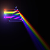 Refraction of light by prism, illustration