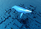 AI in whale communication, conceptual illustration