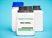 Container of sodium chloride salt