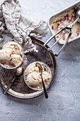 Rhubarb and vanilla ice cream