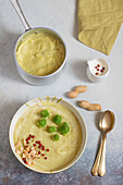 Romanesco and cream of potato soup