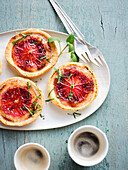 Citrus tartelettes with caramelised blood orange