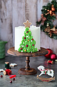 Christmas cherry and chocolate cake with buttercream