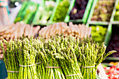 Fresh green asparagus at the market