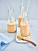 Almond milk with peanut butter and chia seeds