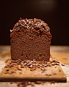 Chocolate loaf cake, cut